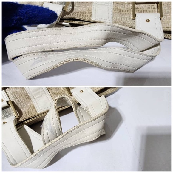 Authentic FENDI zucca canvas shoulder Tote Bag Beige/ Cream - Picture 10 of 16